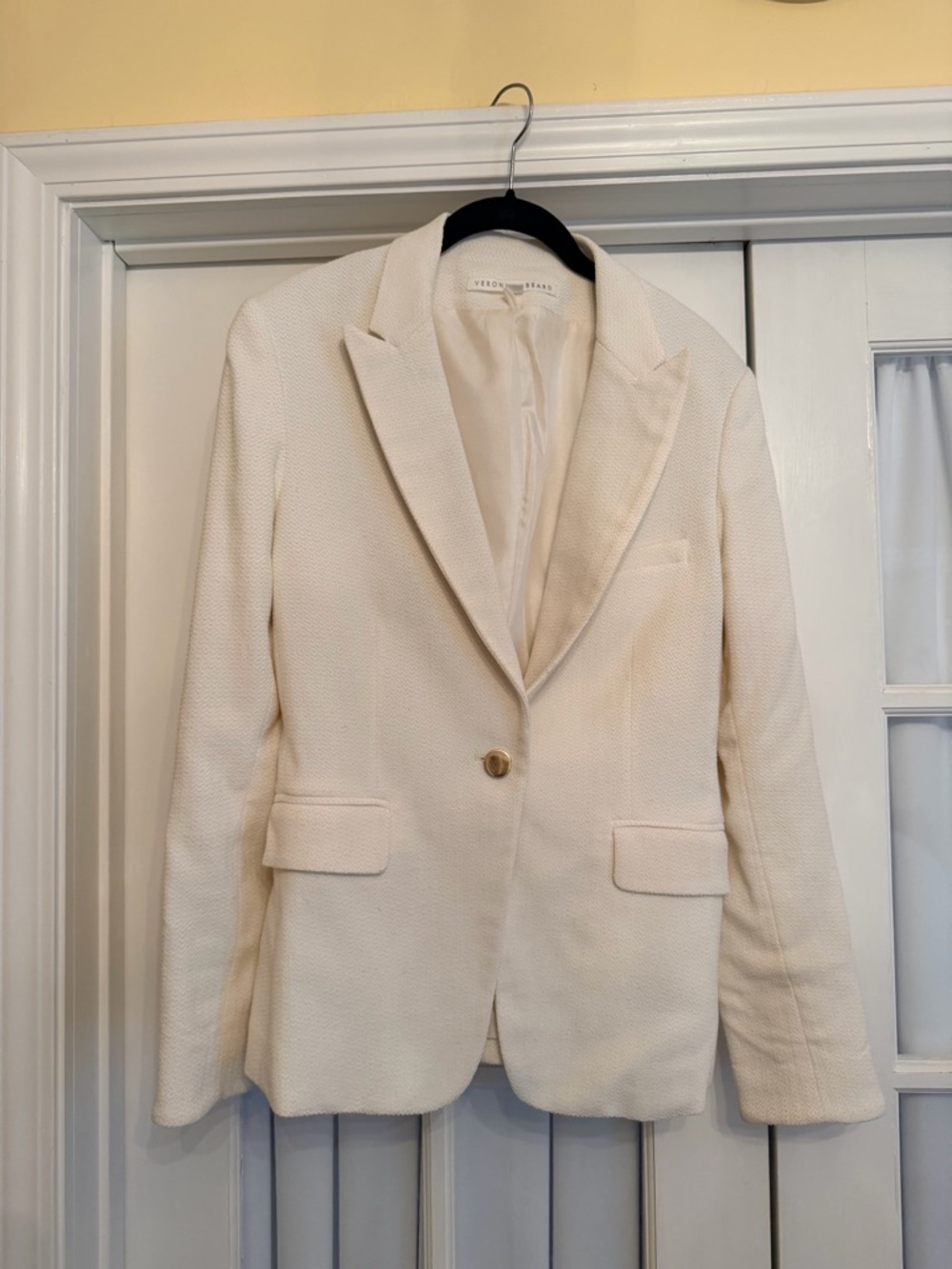 Veronica Beard Cream Single-Button Textured Blazer size 10